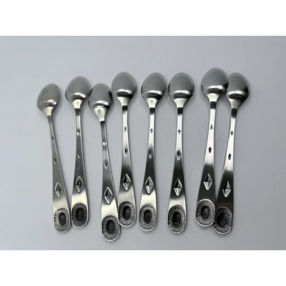 Wallace Taos 18/10 Southwest Style Stainless Flatware Iced Tea Spoons Set Of 8